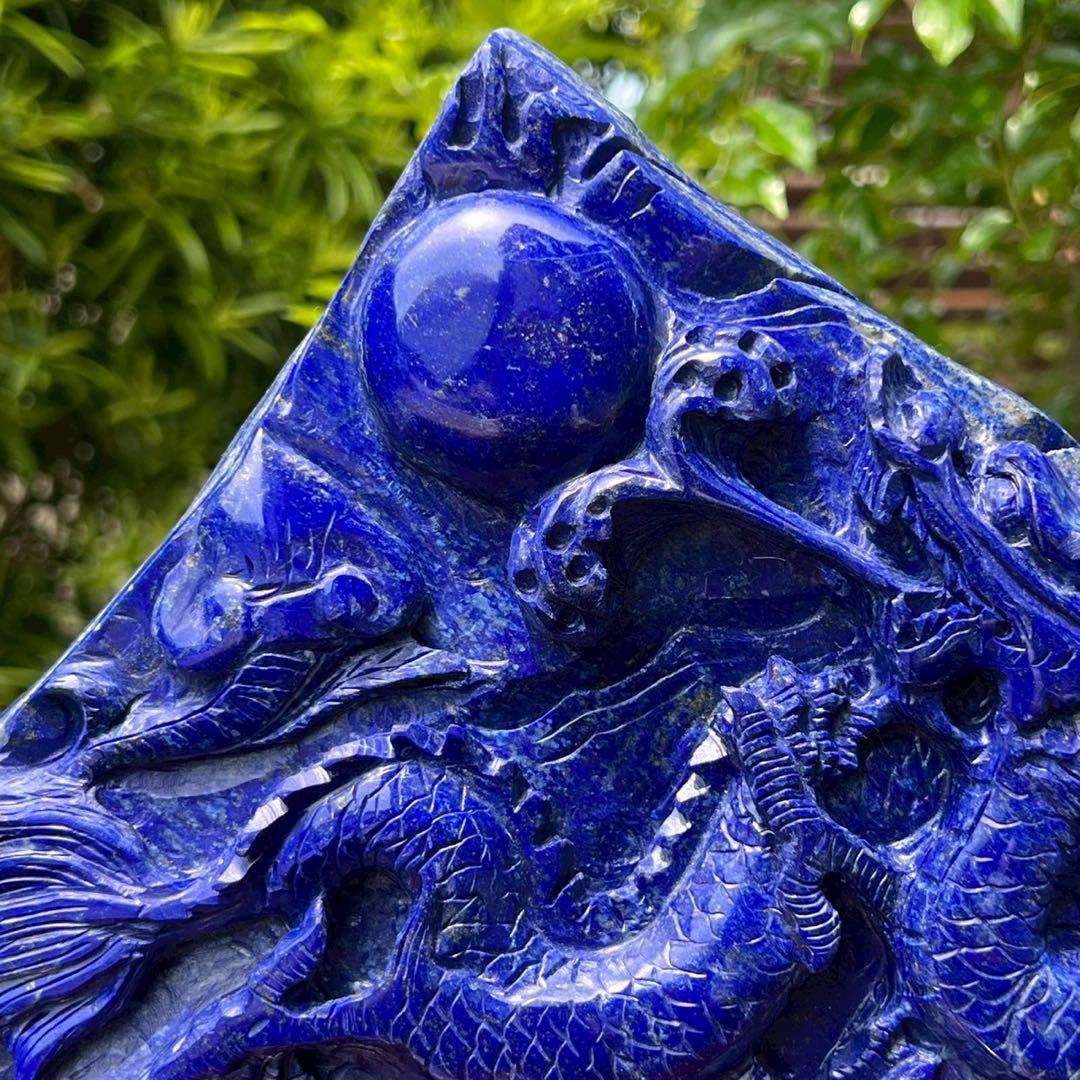 極上開運にも✨極上の逸品☆青龍✨ラピスラズリ 龍彫り 原石 天然石 置物 一点物