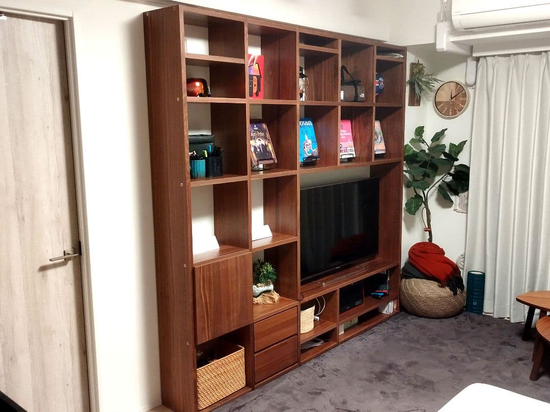 【お盆値下げ中】壁面シェルフ ミドルブラウン　美品 付属品等完備　コネクト