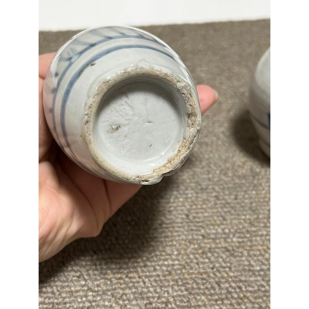 手描き　染付　鑑賞陶器　江戸中期　古伊万里染付蛸唐草鶴首瓶