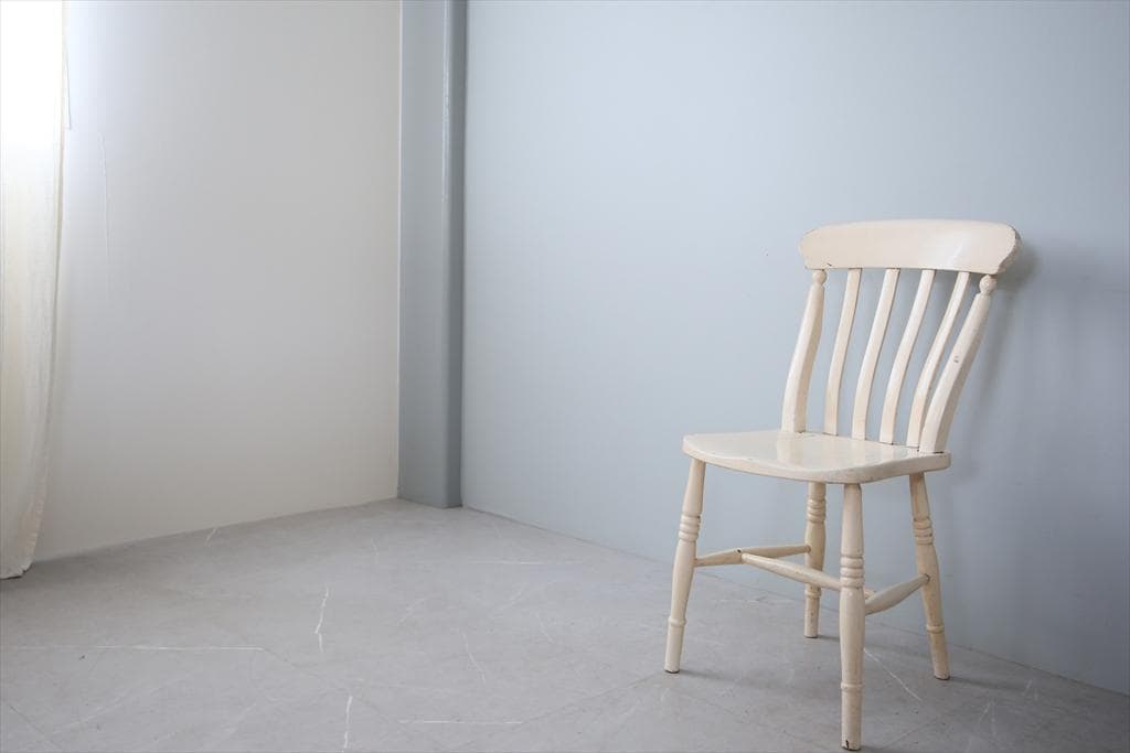 英国アンティーク白色ペイントのキッチンチェア/木製ダイニングイス(89-320)