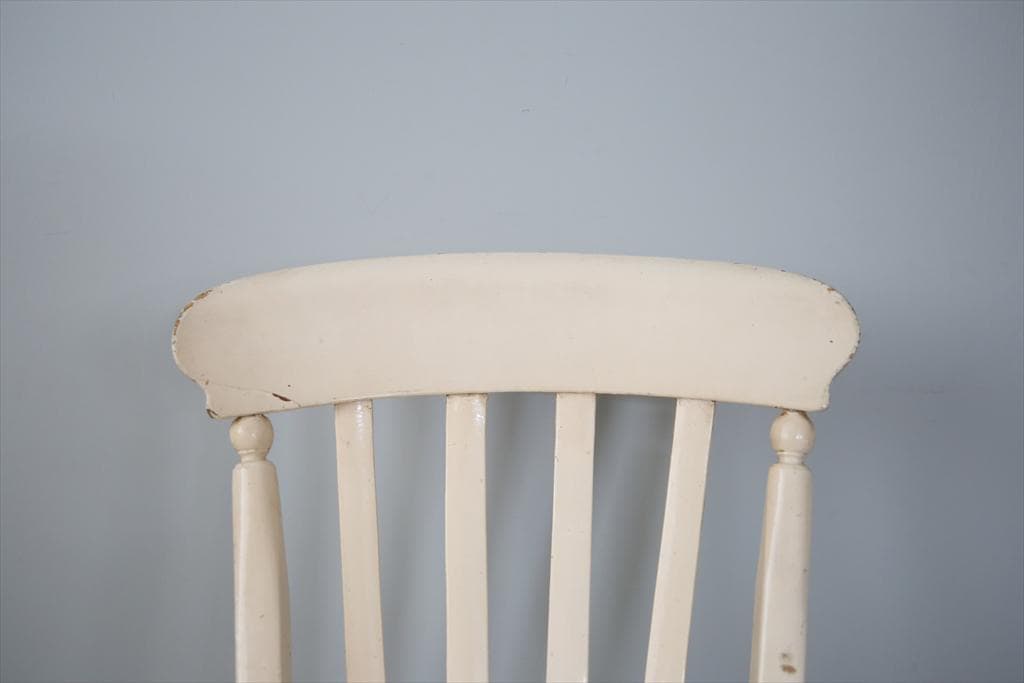 英国アンティーク白色ペイントのキッチンチェア/木製ダイニングイス(89-320)