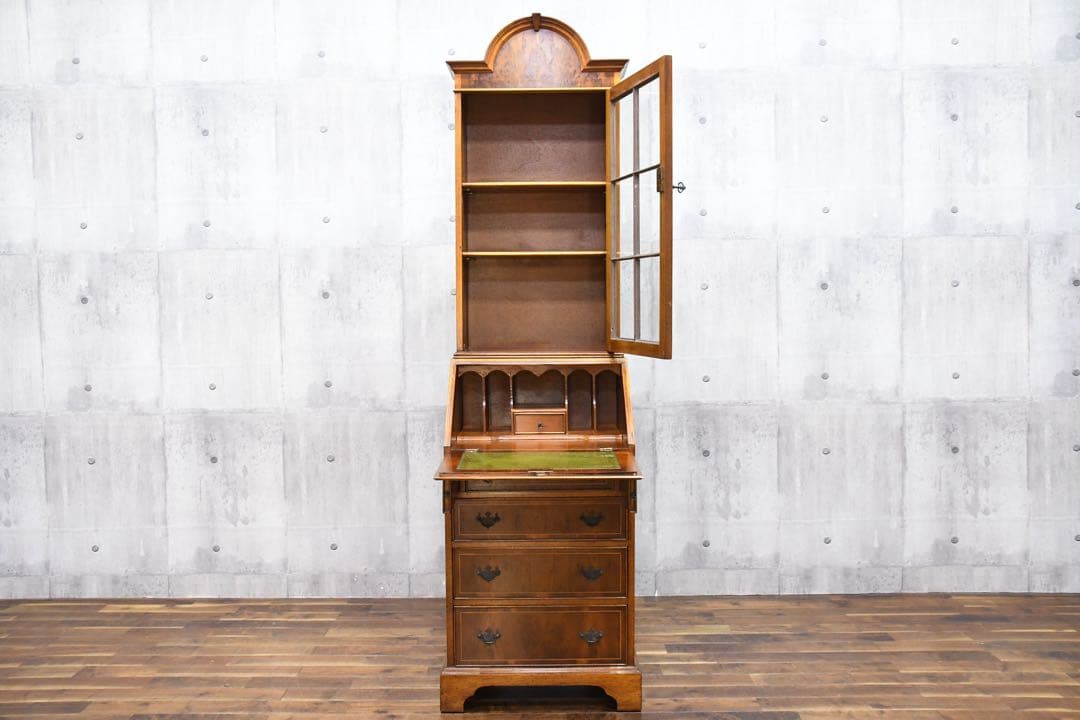 FBC15 イタリア製 象嵌細工 ライティングビューロー ブックキャビネット付き