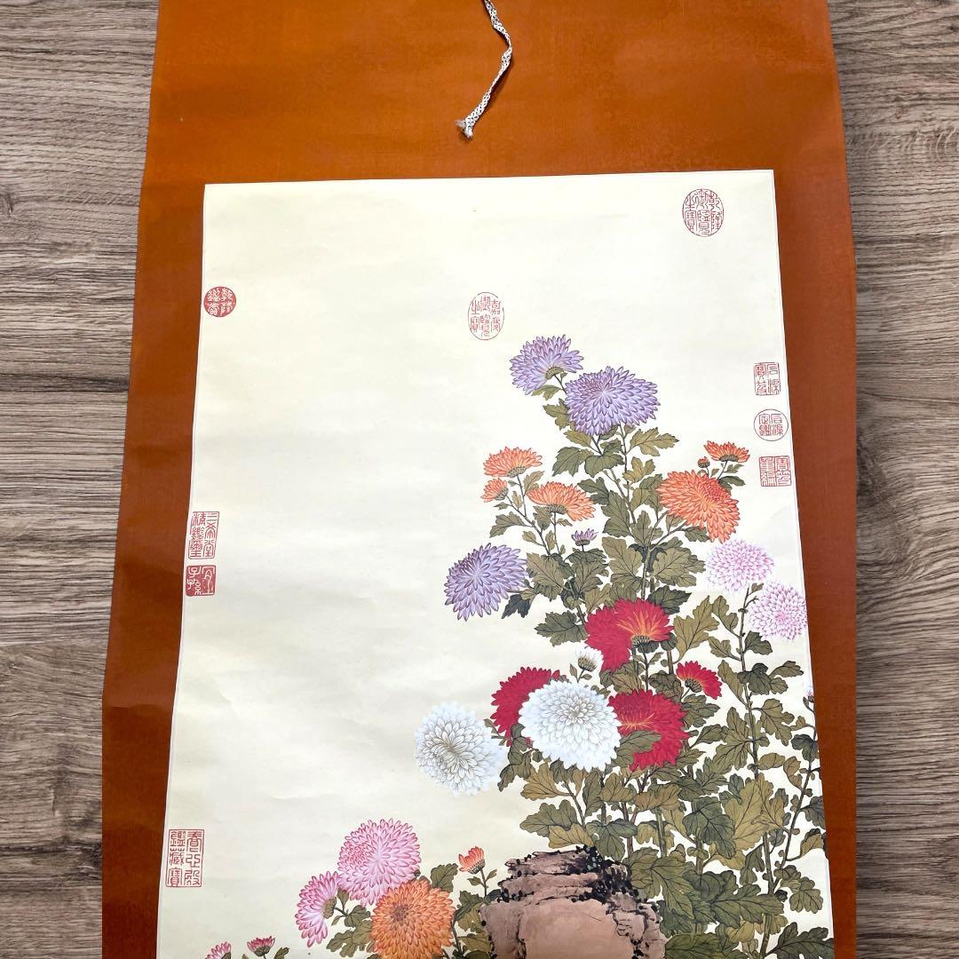 蔵出し　古美術　宮廷画家　清鄒一桂作掛け軸　菊花鄒一桂(1688年-1772年)