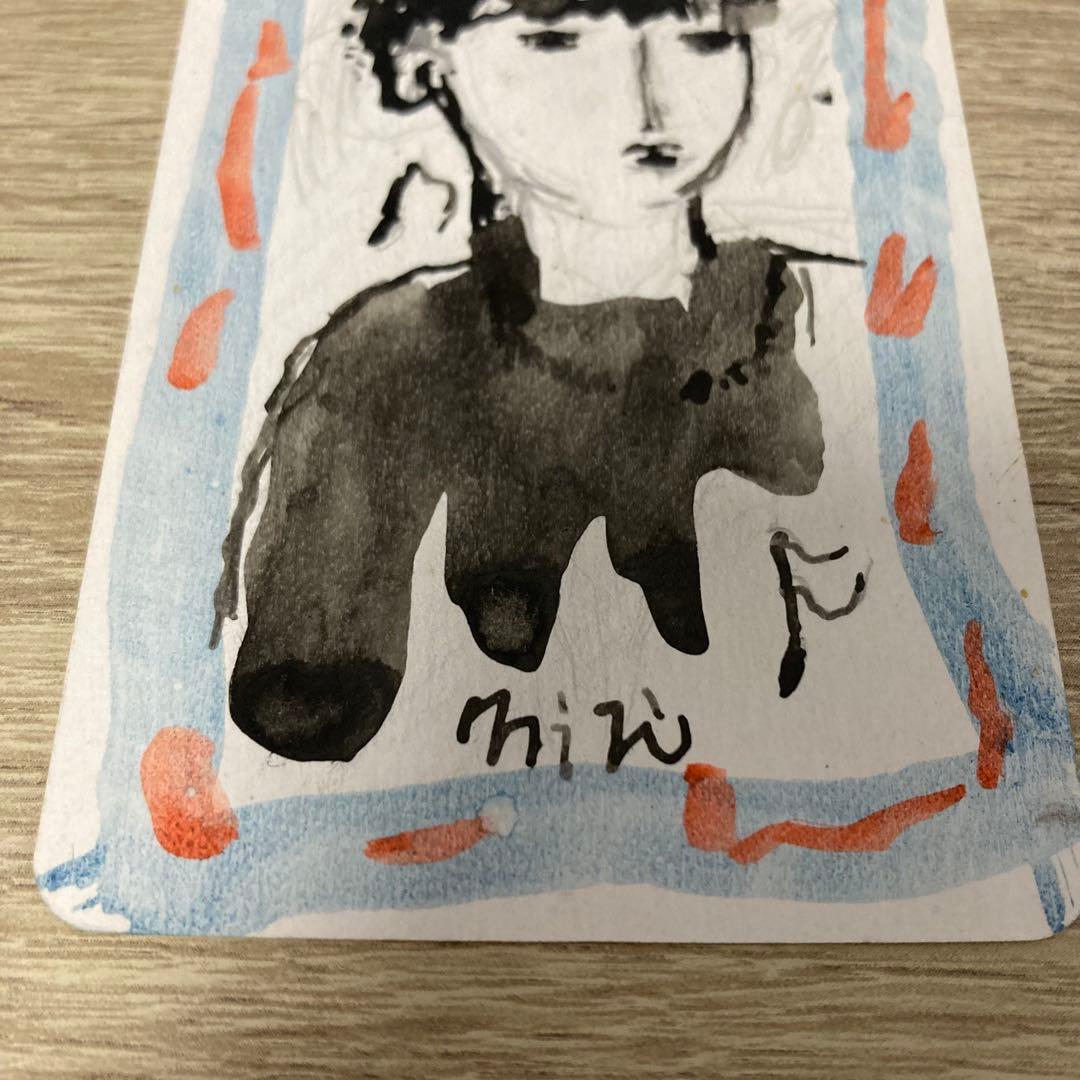[原画] ミズテツオ トランプサイズ 顔シリーズ 一点物 肉筆