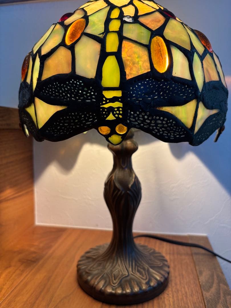 ステンドグラスランプ トンボ柄 レトロ