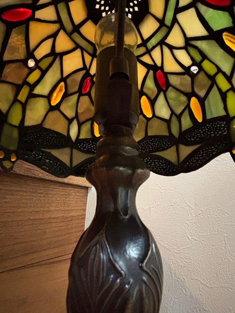 ステンドグラスランプ トンボ柄 レトロ