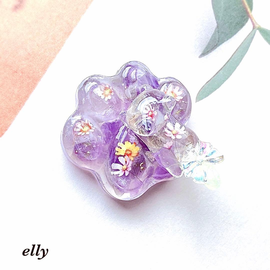 【fairy様】1507.天然石　琉球ガラス　楓　じゃれ猫　レジン　キーホルダー