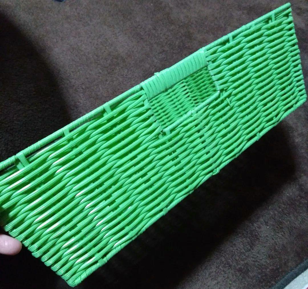グリーンのかごボックス　レトロ雑貨　レトロかご