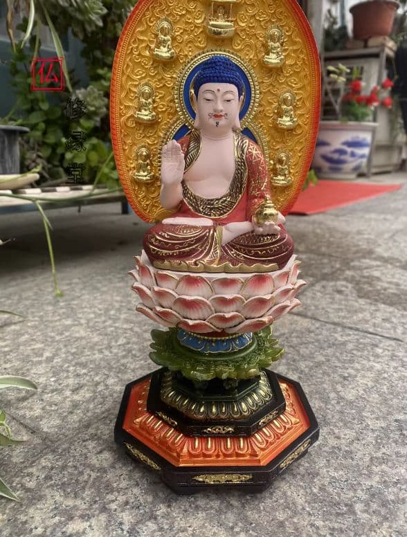 【修縁堂】木造仏像 仏師で仕上げ品 職人手作り 瑠璃の薬師仏 美術工芸品