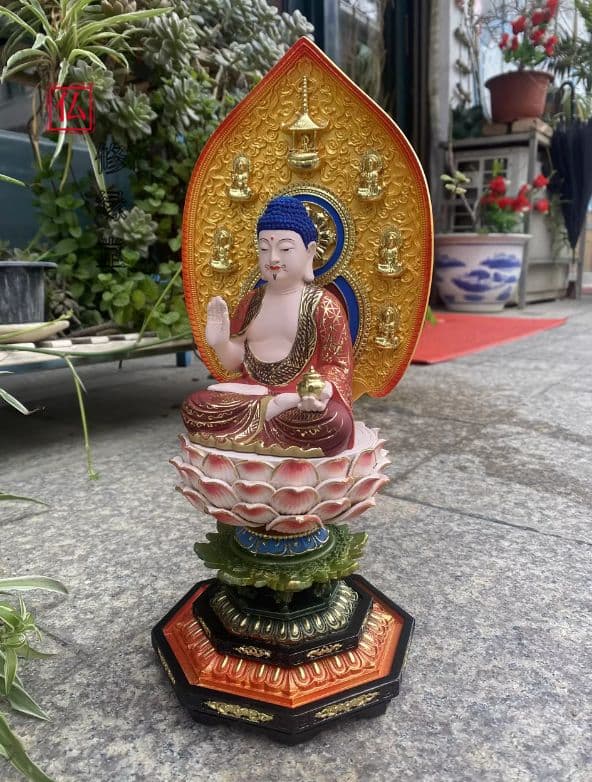 【修縁堂】木造仏像 仏師で仕上げ品 職人手作り 瑠璃の薬師仏 美術工芸品