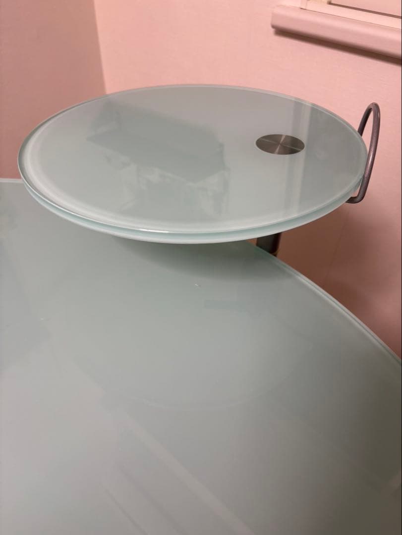 ヤマギワ購入 ガラス製デザインデスク PCデスク モダンデザイン 名古屋引取歓迎