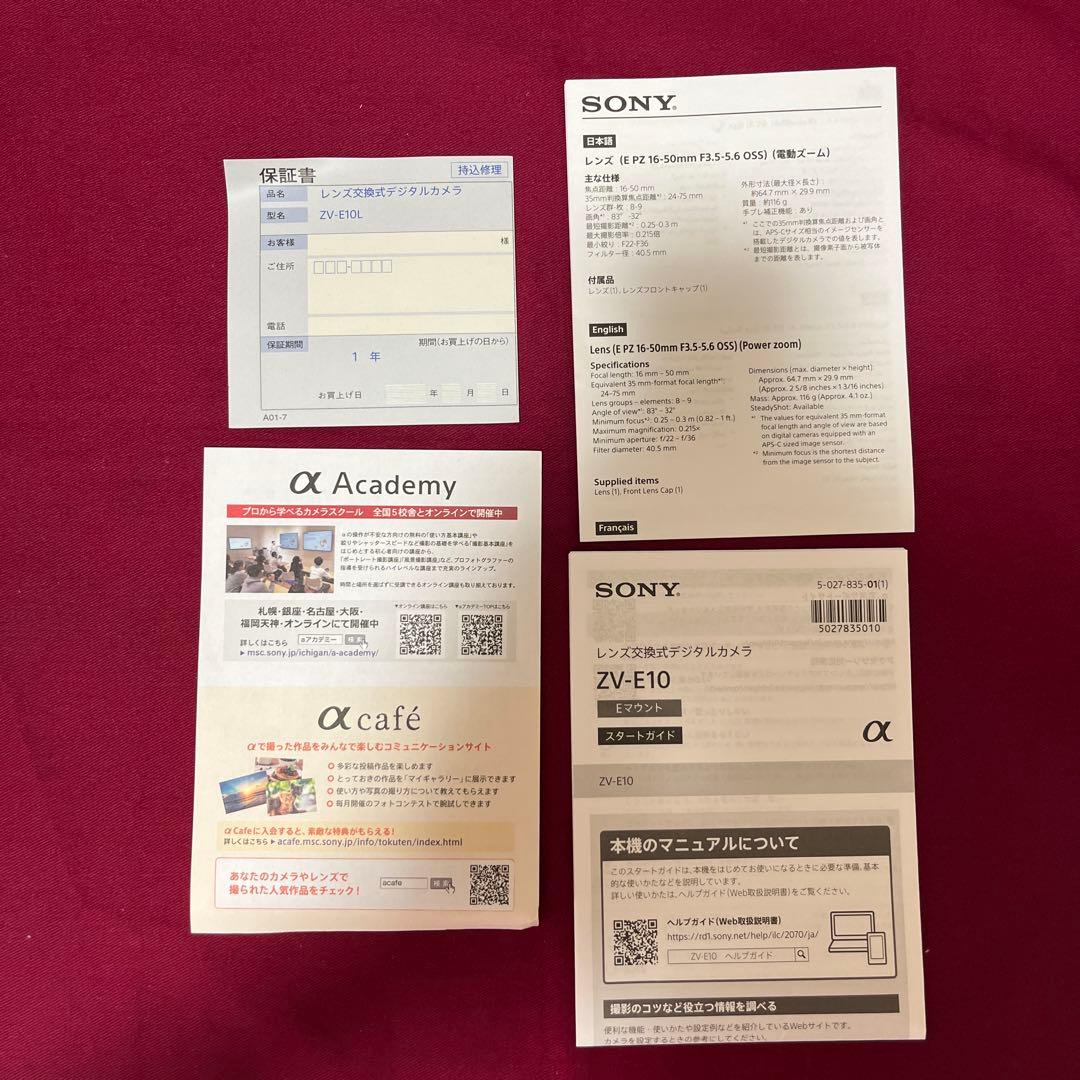 【美品】SONY ZV-E10 専用グリップ/SDカード/フィルター付き