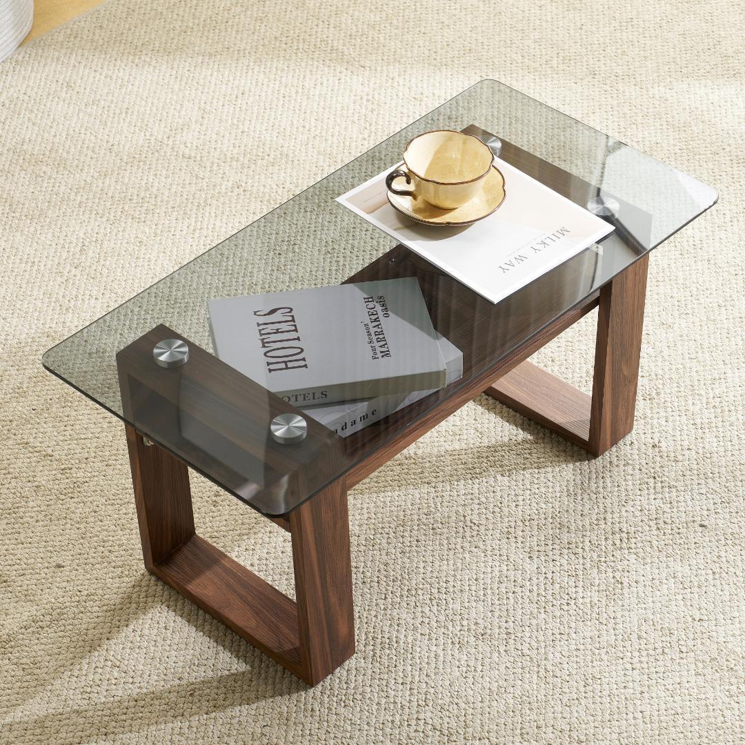 ガラステーブル ローテーブル コーヒーテーブル 幅80x奥40x高さ38.5cm