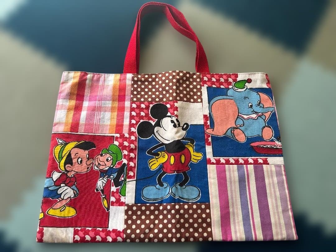 ☆新品☆手提げバッグ・上履入れ セット ディズニー ミッキー パッチワーク