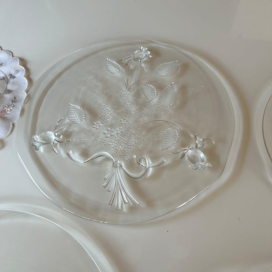 ドイツ製ガラス製花柄皿6枚セット