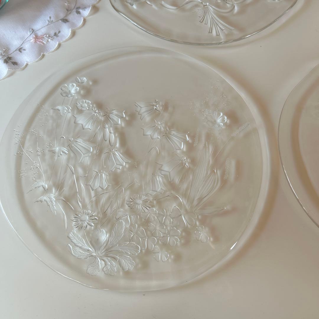 ドイツ製ガラス製花柄皿6枚セット