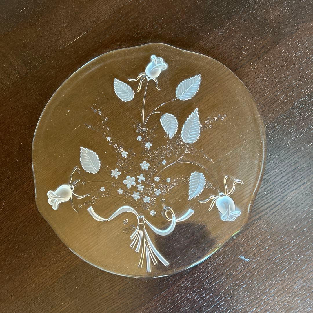 ドイツ製ガラス製花柄皿6枚セット