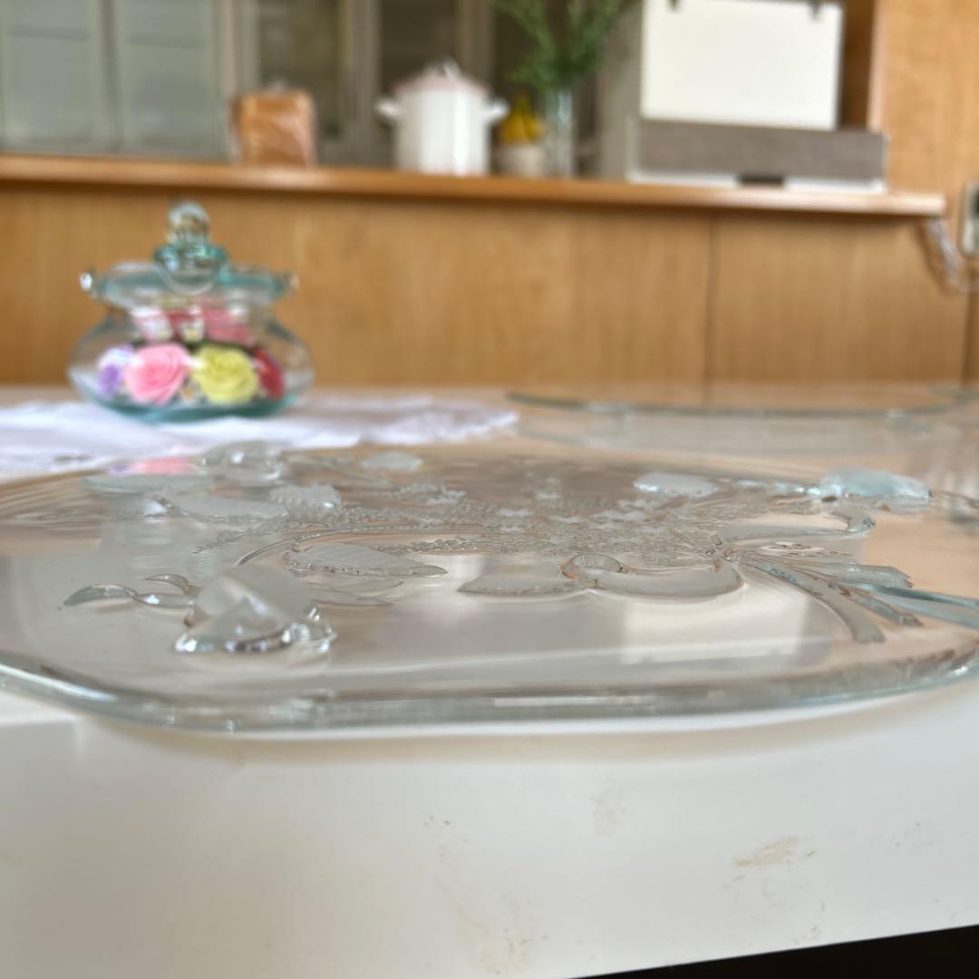 ドイツ製ガラス製花柄皿6枚セット