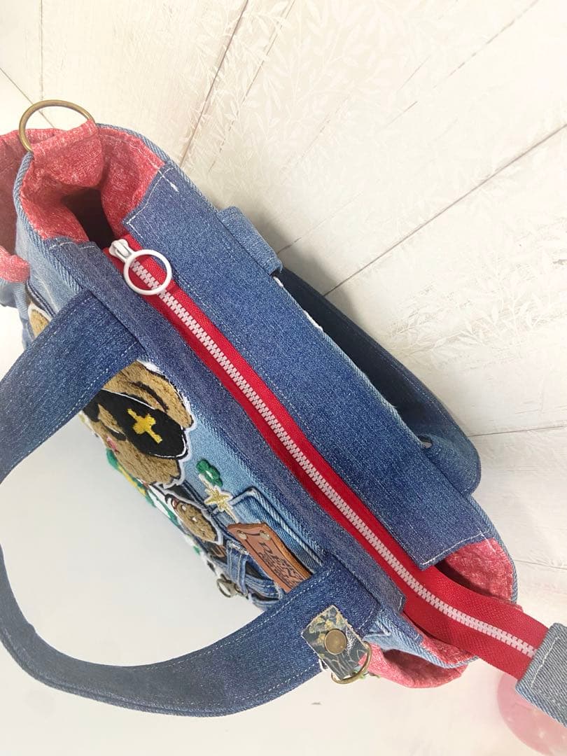 デニムリメイクバッグS サングラスクマさん