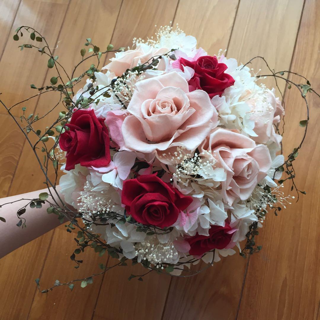 プリザブドフラワーウェディングブーケ　幸せバトン