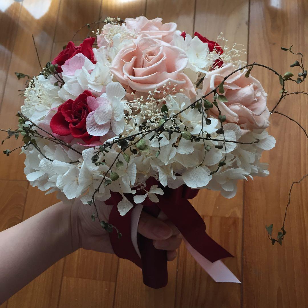 プリザブドフラワーウェディングブーケ　幸せバトン