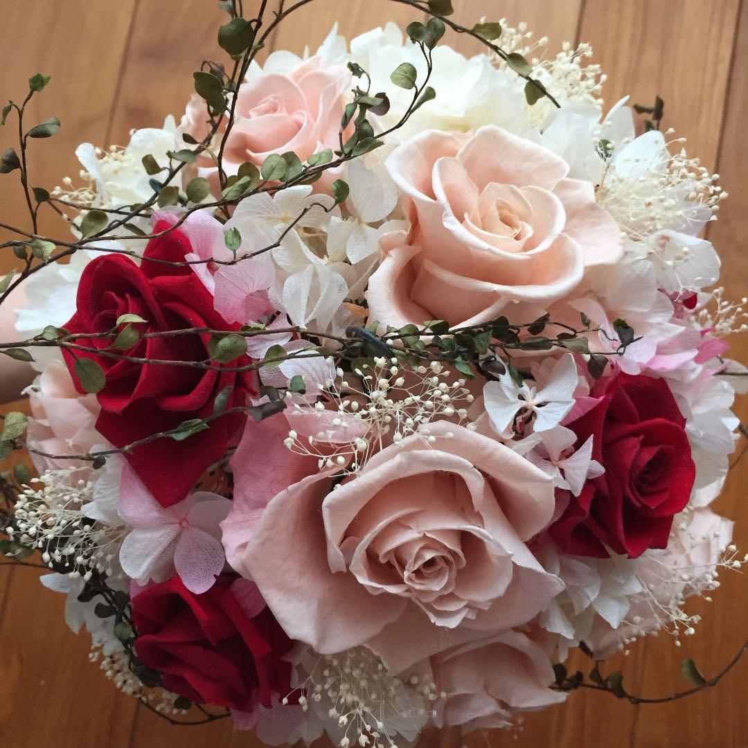 プリザブドフラワーウェディングブーケ　幸せバトン