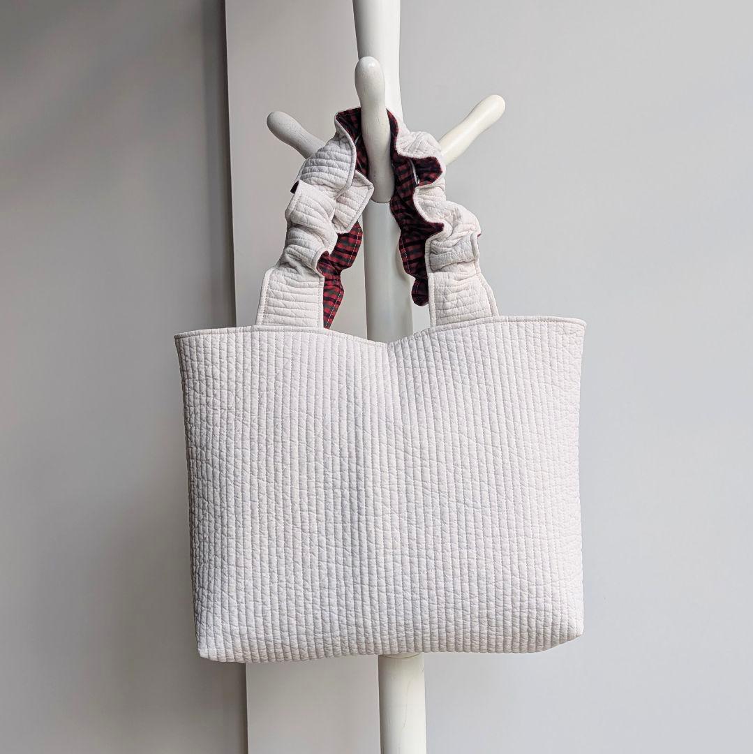 あや◡̈ ヌビバッグ フリルハンドル ヌビトートバッグ A4サイズ