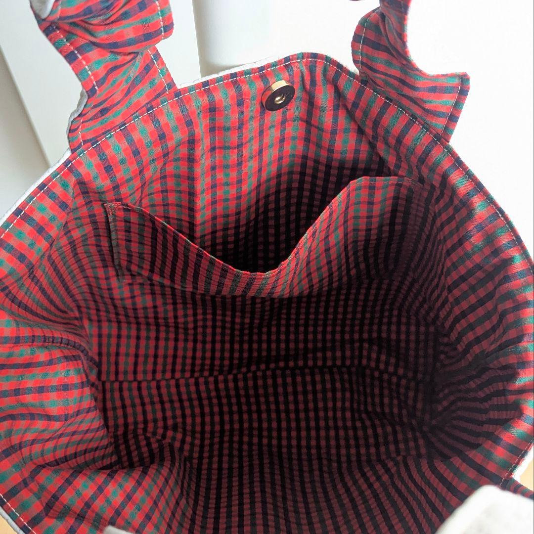 あや◡̈ ヌビバッグ フリルハンドル ヌビトートバッグ A4サイズ