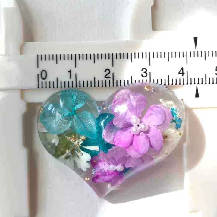 【807】ぷっくりハート あじさい　レジンヘアゴム