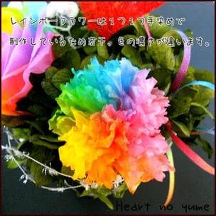 【高級プリザーブドフラワー】レインボーローズ＆カーネーション ハートアレンジ