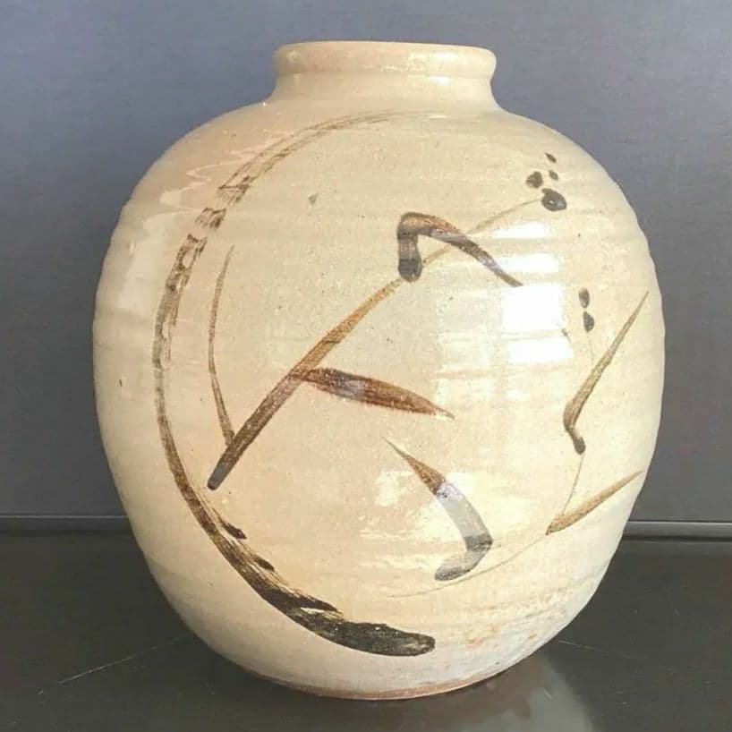 蔵出し　人間国宝 民藝 益子焼 濱田庄司　？　花瓶　花器　大壺　H29cm