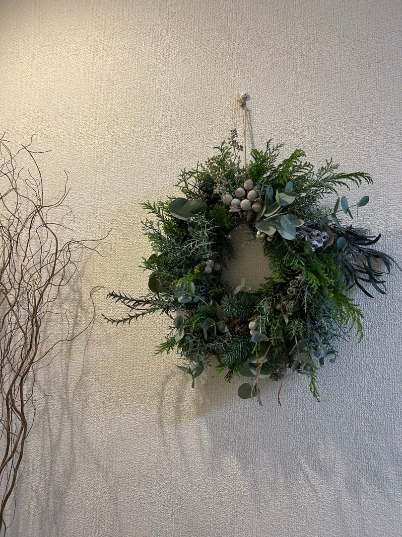 グリーン　リース　大きめ　約40㎝　クリスマス　針葉樹　冬　ナチュラル