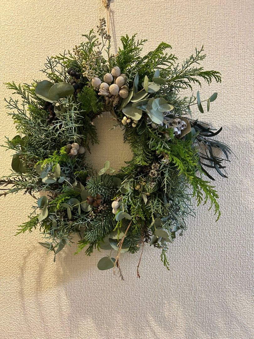 グリーン　リース　大きめ　約40㎝　クリスマス　針葉樹　冬　ナチュラル