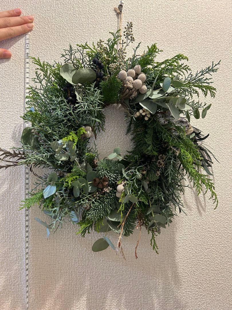 グリーン　リース　大きめ　約40㎝　クリスマス　針葉樹　冬　ナチュラル