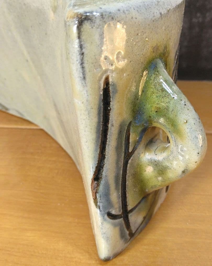 人間国宝 金城次郎 海老紋抱瓶 栞 共箱 美品 壺屋焼 壷屋焼 やちむん