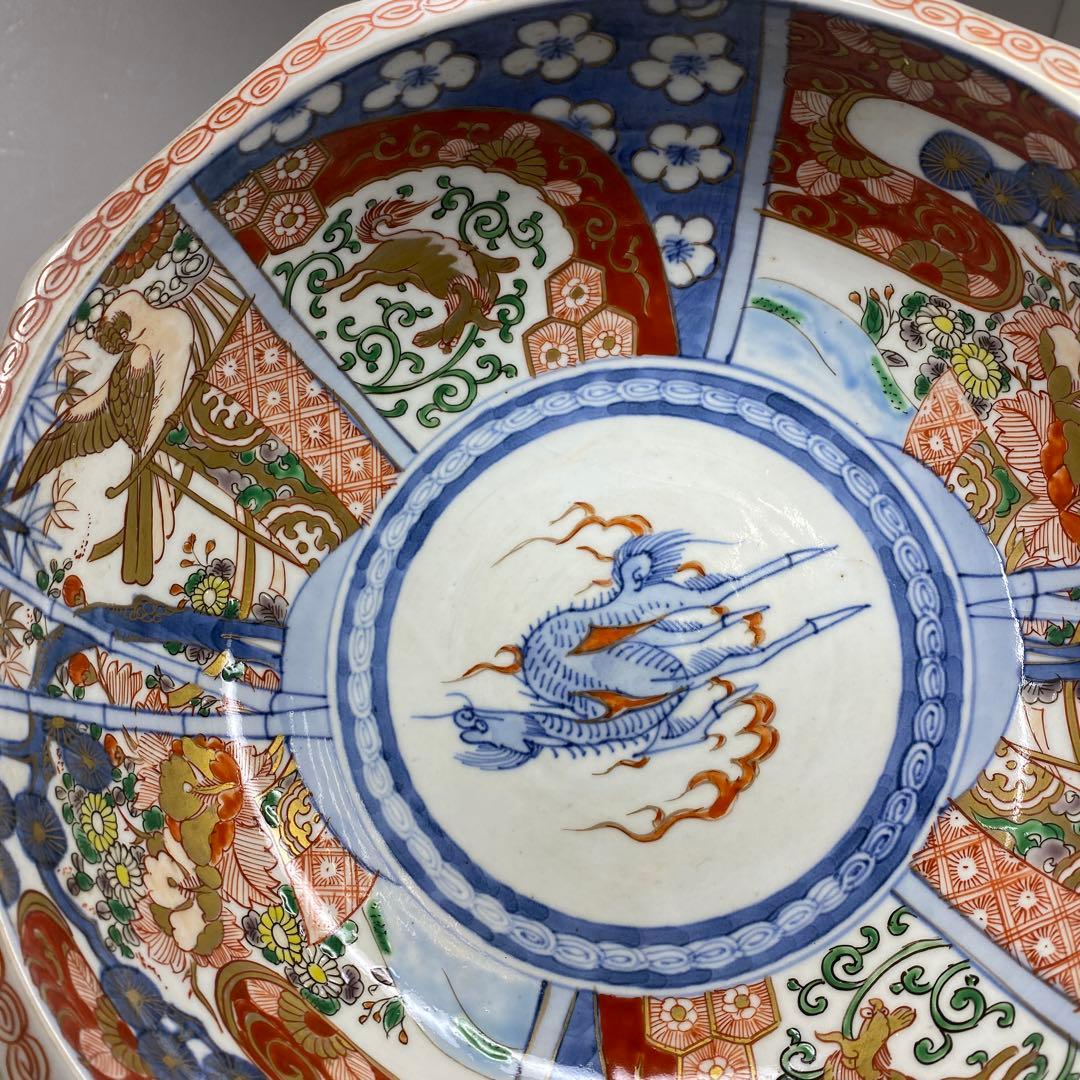 古伊万里　染錦　面取　鉢3点　麒麟図　タサコサ　東さ7-1124③