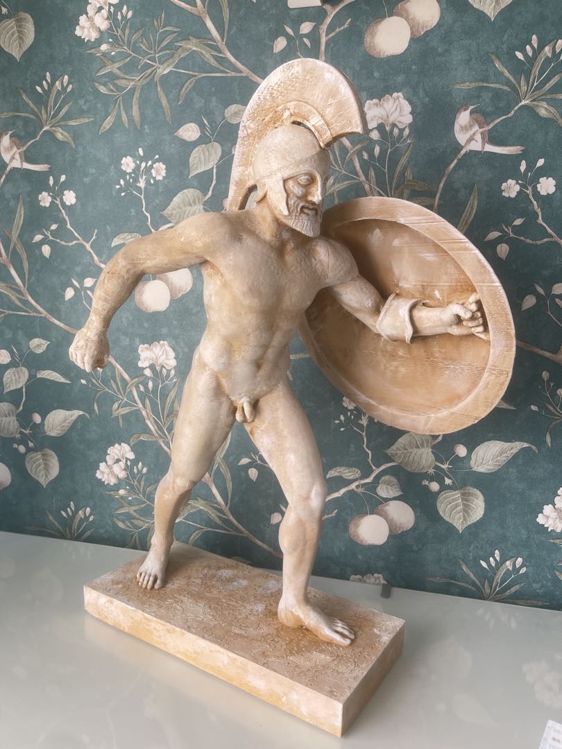 骨董風 古代ギリシャ戦士 ホプリテス 彫刻像 50cm ハンドペイント 石像風