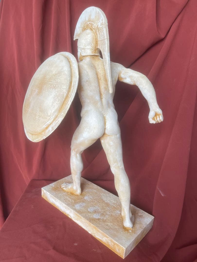 骨董風 古代ギリシャ戦士 ホプリテス 彫刻像 50cm ハンドペイント 石像風