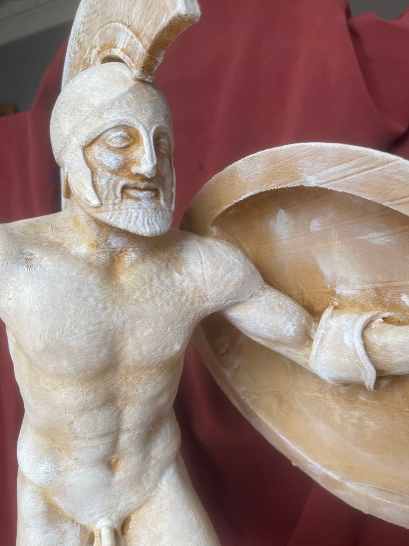 骨董風 古代ギリシャ戦士 ホプリテス 彫刻像 50cm ハンドペイント 石像風