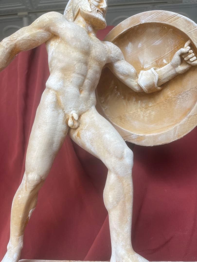 骨董風 古代ギリシャ戦士 ホプリテス 彫刻像 50cm ハンドペイント 石像風