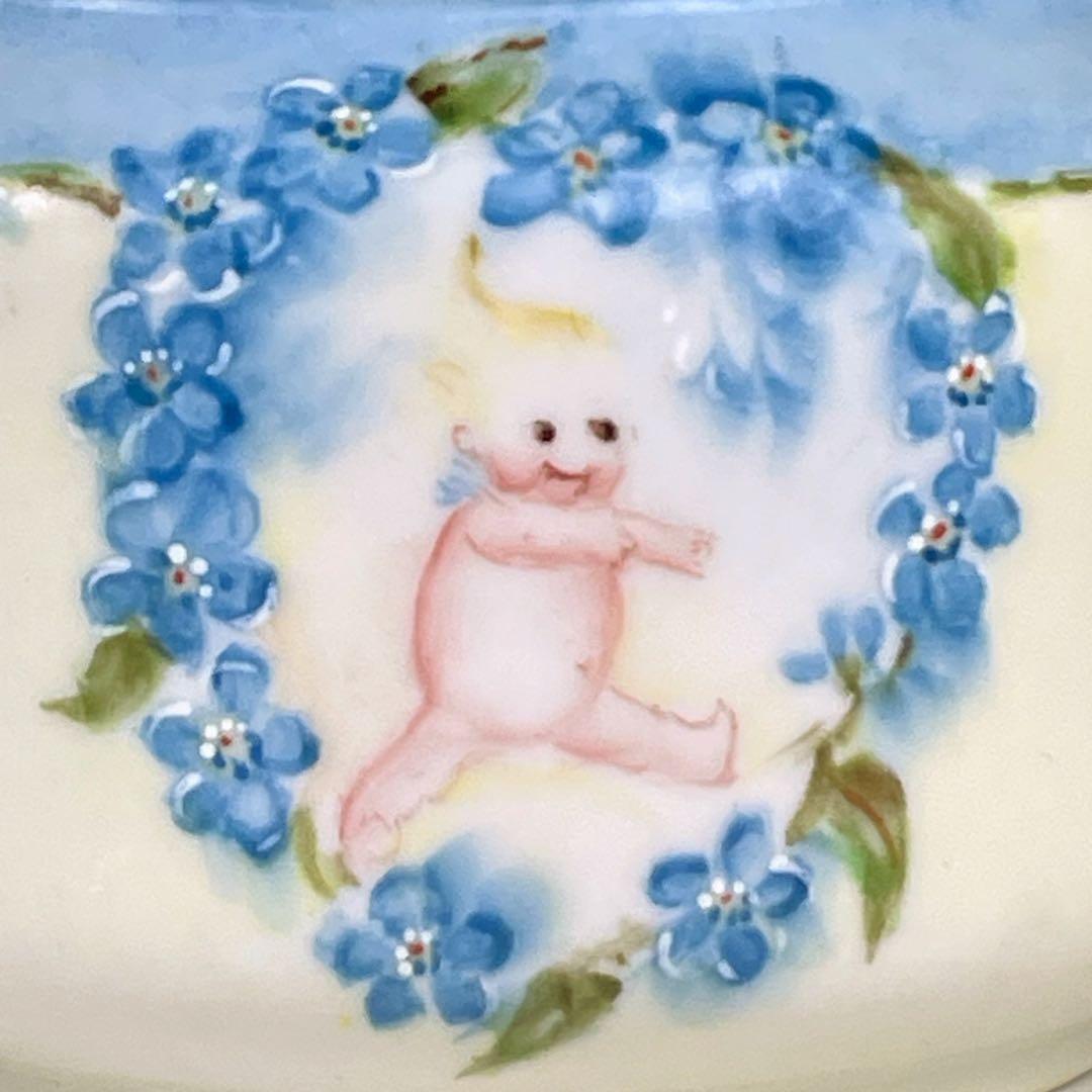 【希少】オールドノリタケ ケーキューピー 勿忘草紋 シュガーボウル クリーマー