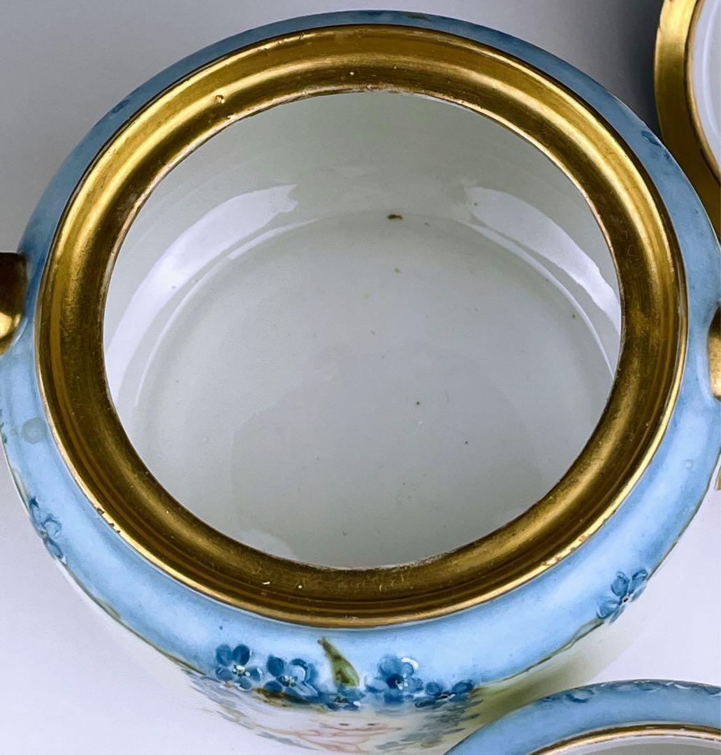 【希少】オールドノリタケ ケーキューピー 勿忘草紋 シュガーボウル クリーマー