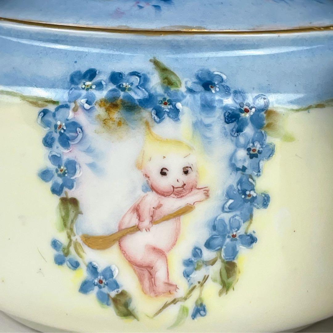 【希少】オールドノリタケ ケーキューピー 勿忘草紋 シュガーボウル クリーマー