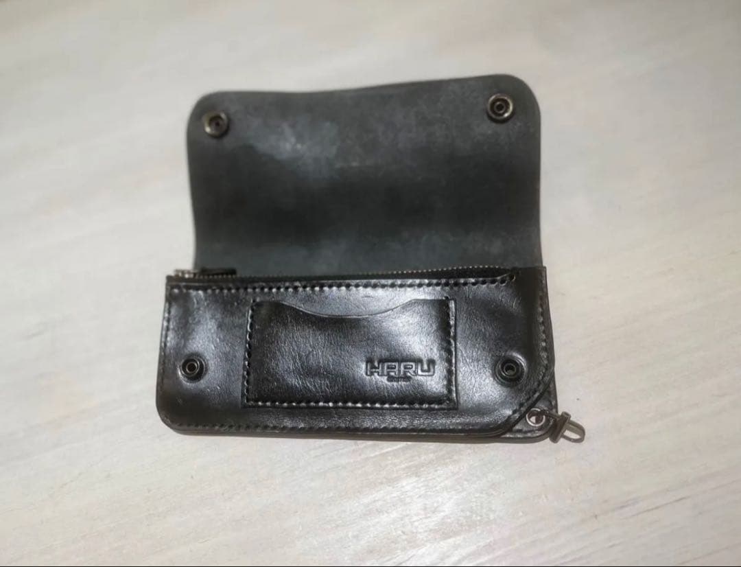 HARU オリジナルロングトラッカーウォレットブラック(左利き用も作成できます)