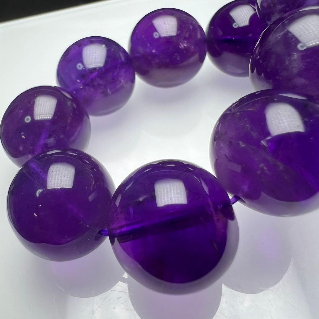 【81222】ウルグアイ産 高品質アメジスト 15mm ブレスレット天然石