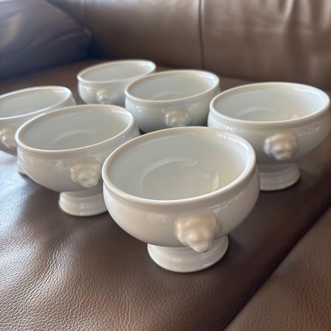 ライオンヘッド陶器スープボウル6個セット