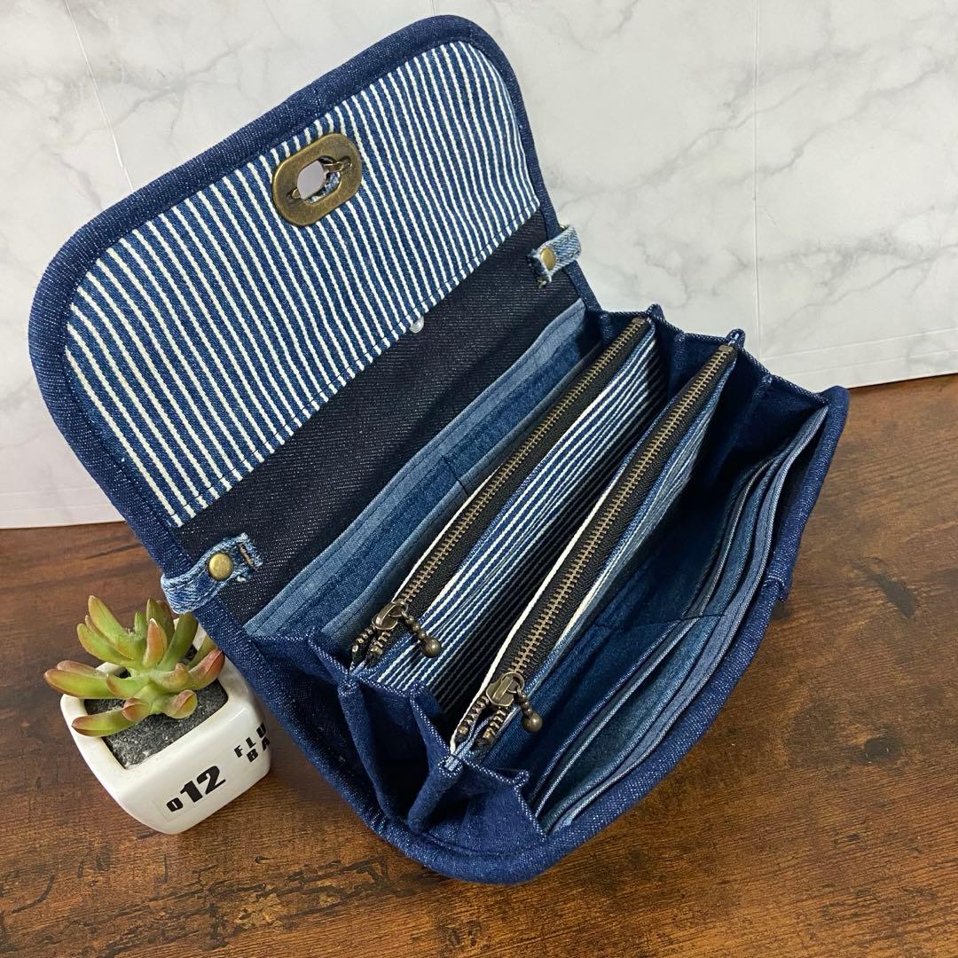 デニムリメイク【長財布】スマホショルダー バッグ グラニースクエア ハンドメイド