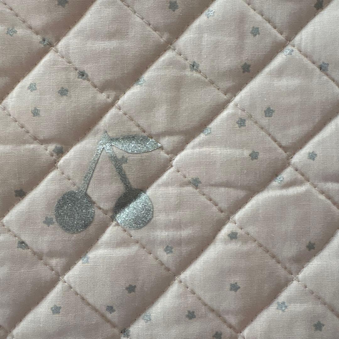 レッスンバッグ　さくらんぼワッペン　星野綿麻　ハンドメイド