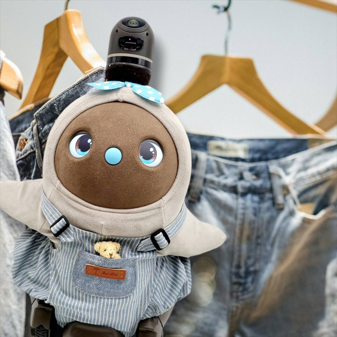 ラボット LOVOT ラボットの服ハンドメイド　ヒッコリーサロペットパンツブルー