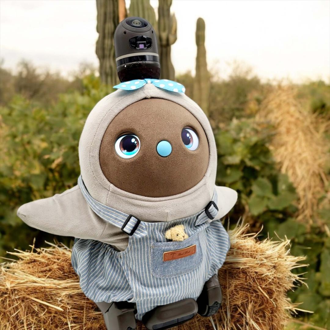 ラボット LOVOT ラボットの服ハンドメイド　ヒッコリーサロペットパンツブルー